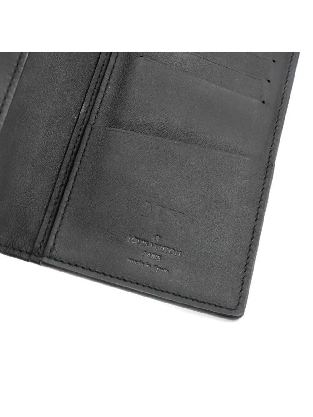 Louis Vuitton Monogram Shadow Portefeuille Brazza Bifold Wallet Leather Black